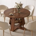 thumbnail image 6 of Hawsaiy 3 Piece 43.3" Round Dining Table Set for 2,Kitchen Table with Storage Shelf & 2 Upholstered Dining Chairs, Modern Wood Dining Room Furniture Set for Apartment, 6 of 8