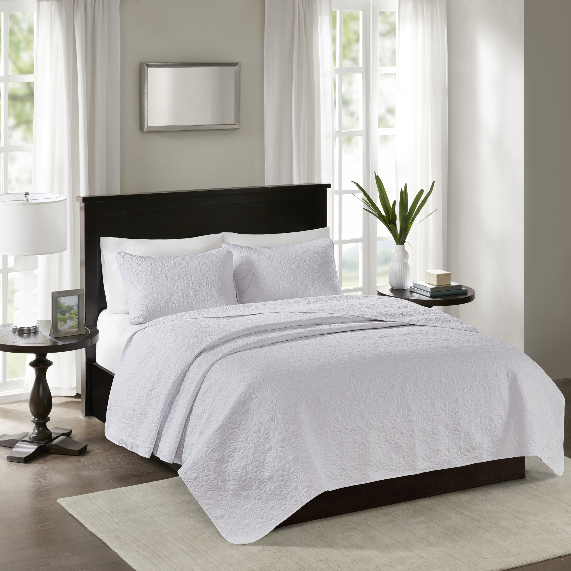 Home Essence Vancouver Super Soft Reversible Coverlet Set, King/Cal King, White - image 2 of 14