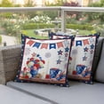 thumbnail image 4 of Independence Day Pillow Covers 2 Pack Retro Red Blue USA Flag Floral Star Pillowcase Waterproof Outdoor Throw Pillow Cover for Patio Garden Square Cushion 20”x20”, 4 of 9