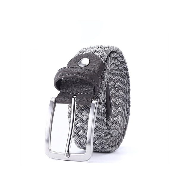 Sonducket Cinturón trenzado Mujeres Hombres Pantalones Cintura Ropa decorativa Cintura Banda Casual Holeless Pin Hebilla Correa de nylon Transpirable Cinturones gris y gris oscuro Sonducket AP012253-06