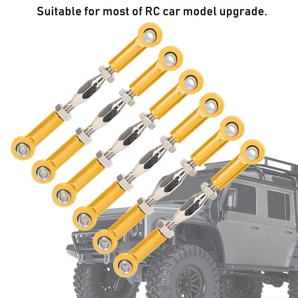 RC Car Push Rod Set – 6pcs Aluminum Alloy Adjustable Turnbuckle Linkages For 1/10 Scale RC Cars (Redcat, Traxxas, HSP, ZD Racing, More), Purple