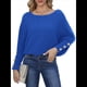 thumbnail image 1 of Suéter de Punto de Color Liso con Hombros Descubiertos y Larga para Mujer, Estilo Informal, Holgado y Moderno para Otoño Azul XXXL, 1 of 8