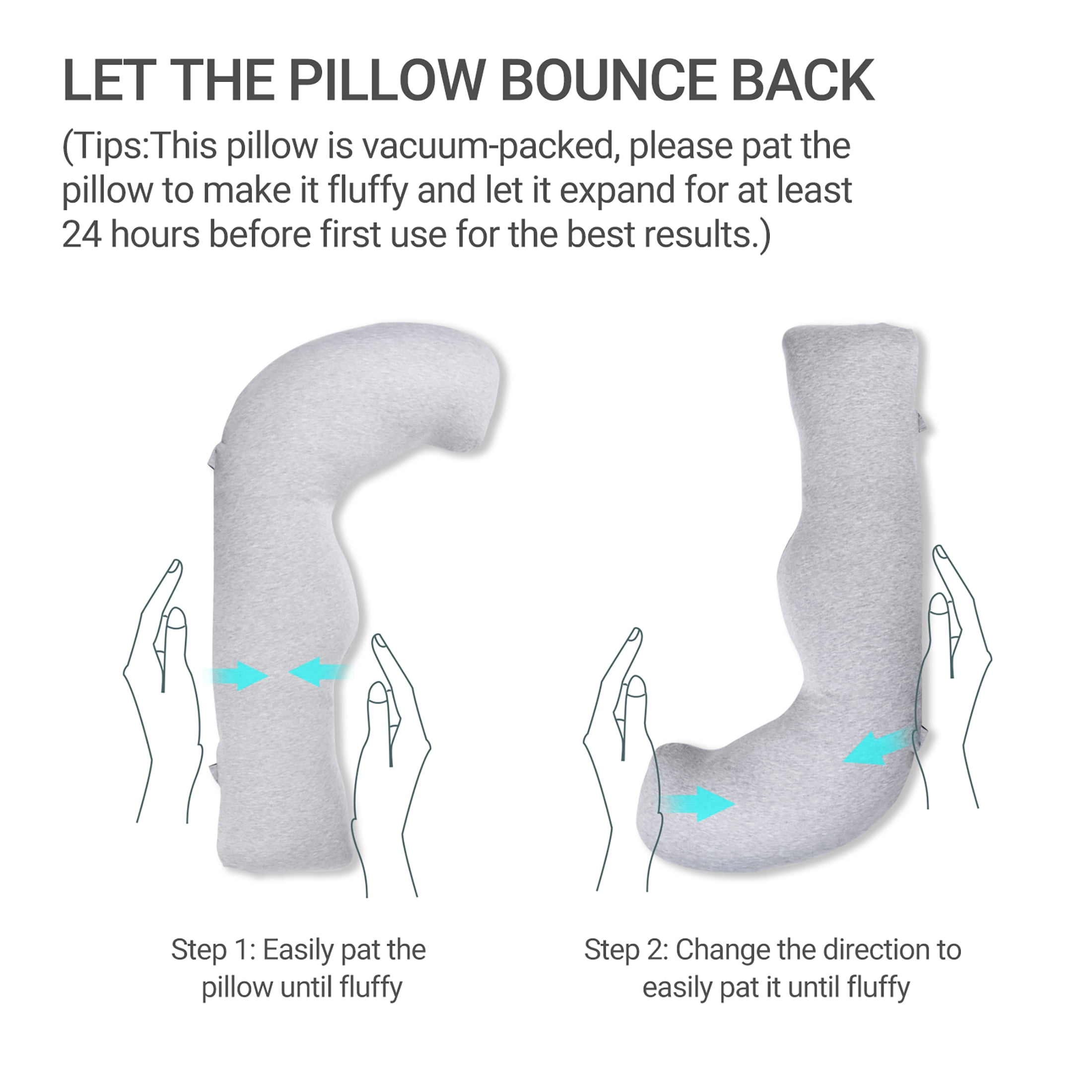 Momcozy J Shaped Pregnancy Pillows for Side Sleeping, Maternity Body Pillows for Pregnancy with Jersey Cover, Gray