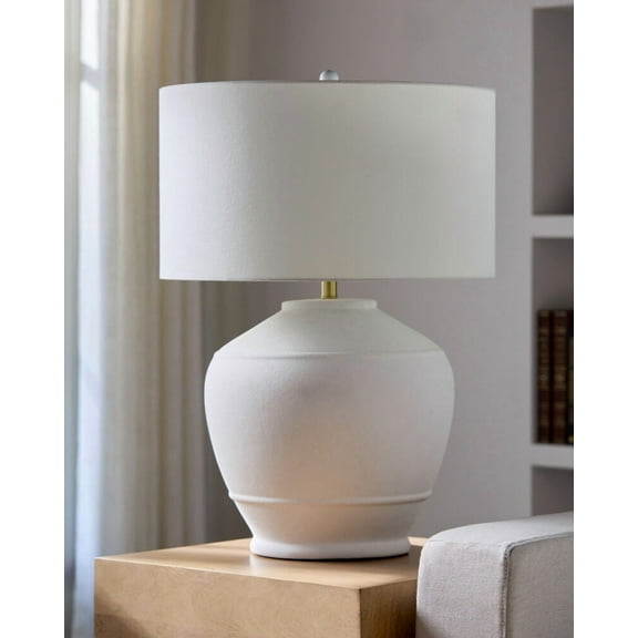 Livabliss Table Lamps, 30" Morlaix Traditional Bedside Nightstand Table Lamp for Bedroom Living Room Office, White Body with White Cream Shade (30"H x 21"W x 21"D)
