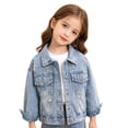 thumbnail image 4 of FAIWAD Toddler Boys Girls Denim Jacket Casual Button up Pearls Jeans Coat Kids Trendy Fall Winter Outwear, 4 of 9
