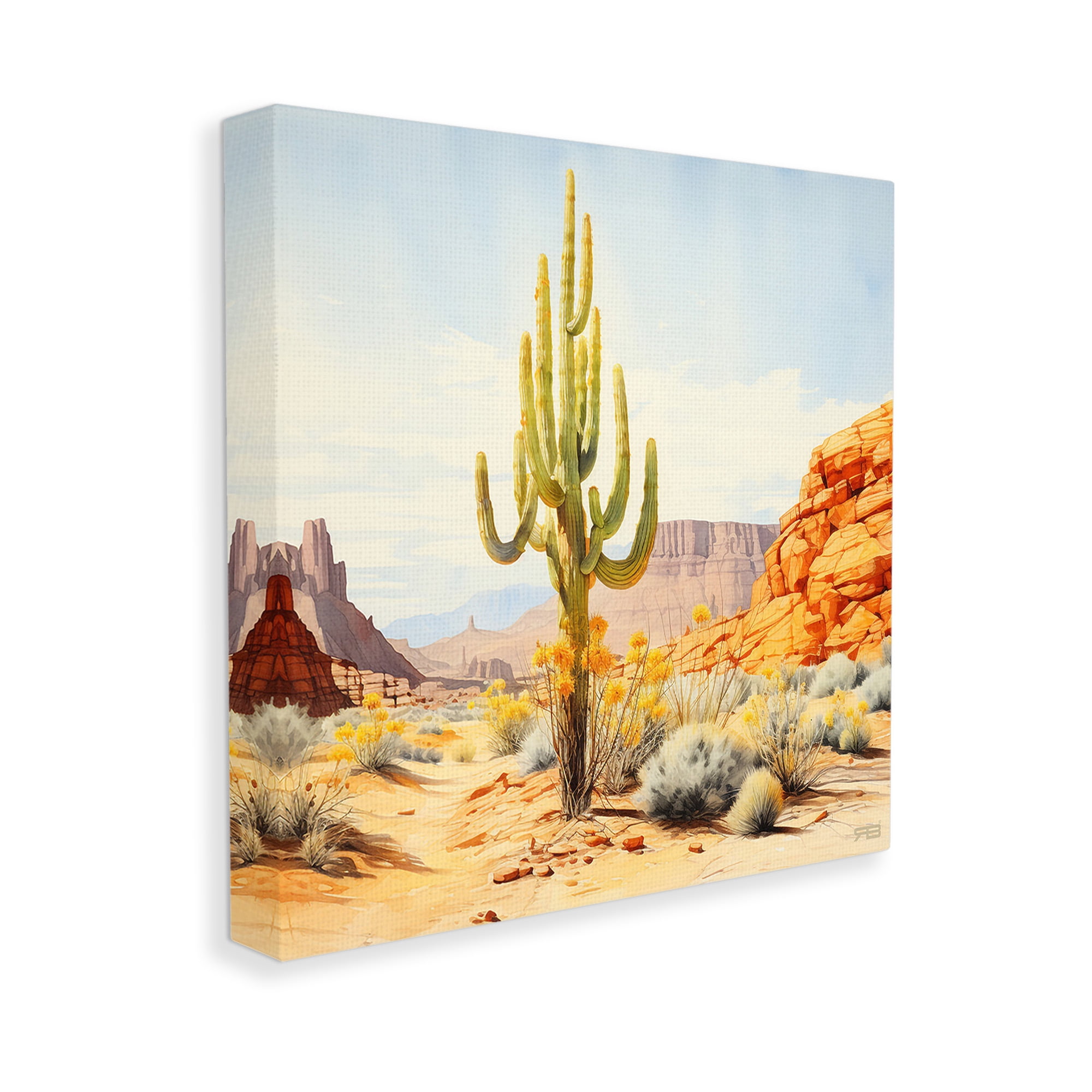 Stupell Industries Desert Canyon Mesa Landscape Painting Gallery Wrapped Canvas Art Print Wall Art, 17 x 17