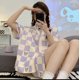 thumbnail image 4 of Pijamas de verano para mujer, cárdigan de estudiante con dibujos animados para mujer, pantalones cortos de manga corta, ropa de hogar de estilo fino, traje de dos piezas, 4 of 6