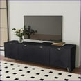 thumbnail image 3 of TV Furniture, Modern 70-90” Extendable Entertainment Center with Storage, Black | Real Wood Veneered MDF | Fits 90” TVs, 3 of 10
