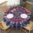 thumbnail image 3 of Colorful Tie Dye Pattern Round Tablecloth 60"x60",Wrinkle Wipeable Table Cloth for Kitchen Dining Room Picnic Patio Party, 3 of 6