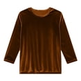 thumbnail image 5 of Women's 3/4 Sleeve Velvet Shirt - Round Neck Elegant Holiday Blouse, 5 of 8