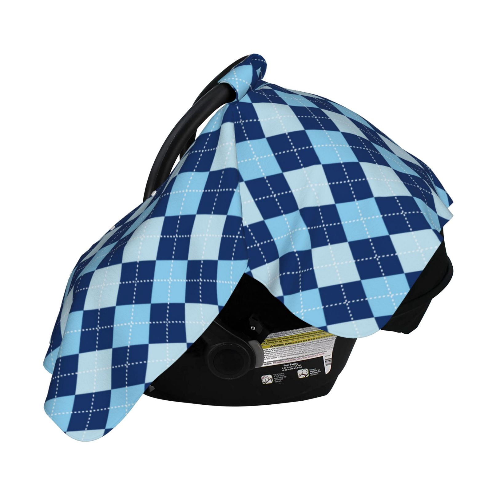 Naloa Blue Squares Baby Car Seat Cover, Breathable Baby Carrier Cover, Multiuse Baby Carrier Cover & Nursing Breastfeeding Cover