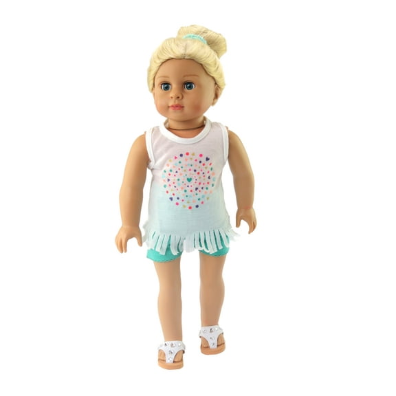 Pastel Fringe Short Set For 18 Inch Dolls