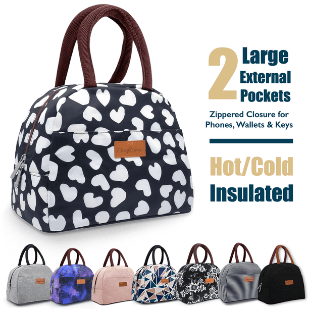 ComfiTime Bolsa de Almuerzo Térmica para Mujeres, Gran Capacidad 8 L o 14 Latas, Linda Bolsa Estética para Trabajo, Escuela, Bolsillo Adicional con Cremallera para Billetera y Teléfono