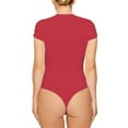 thumbnail image 3 of haxmnou women's v neck short sleeve bodysuit tops body suits ribbed women t shirt fitted tee clothing&nbsp; rd1 m, 3 of 4