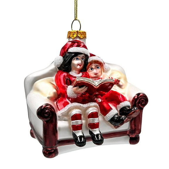 Charming Kids on the Couch Glass Christmas Ornament, Sentimental Holiday Tree Decor