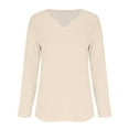 thumbnail image 4 of ZJXFGS V Neck T Shirts for Women Womens Long Sleeve T Shirts Vneck Tshirts Shirts for Women School Outfits for Teachers Beige L, 4 of 6
