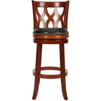 SAFAVIEH Lancaster 29" Barstool, Light Cherry Frame with Black Seat