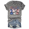 thumbnail image 1 of iTNHFP Hauts de Sortie pour Femmes Jour de l'Indépendance Imprimé Vache Col Rond Manches Courtes T-Shirt Haut, 1 of 3