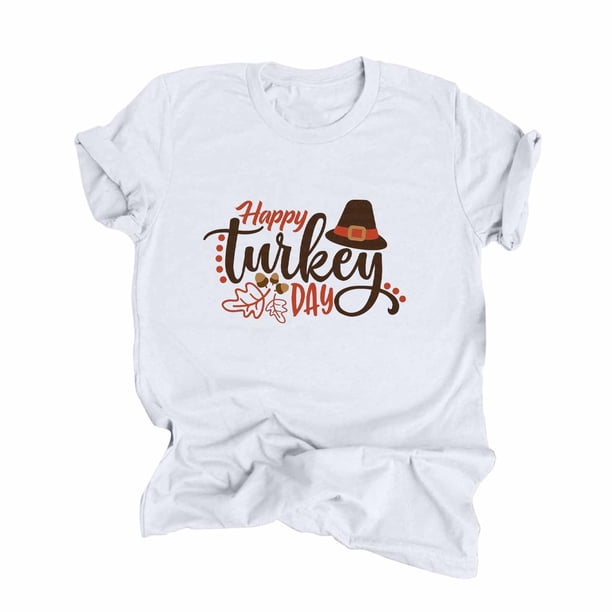 Tops Para Mujer Salir Tops Casual Mangas Cortas Estampado de Acción de Gracias Jersey Blusa Camiseta Odeerbi ODB149892