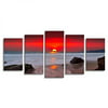 HLJ ART Sunset Red Sky Beach Photography Canvas Wall Art Modern Giclee Prints Artwork Multi Seascpe Pictures Photo Paintings Stretched and Framed, Ready to Hang