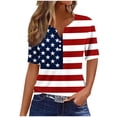 thumbnail image 2 of Vetsdori Fourth of July Shirts for Women 3/4 Sleeve American Flag Pullover Graphic Red White and Blue Independence Day,Casual V-Neck Juniors Tops Fashion, 2 of 5