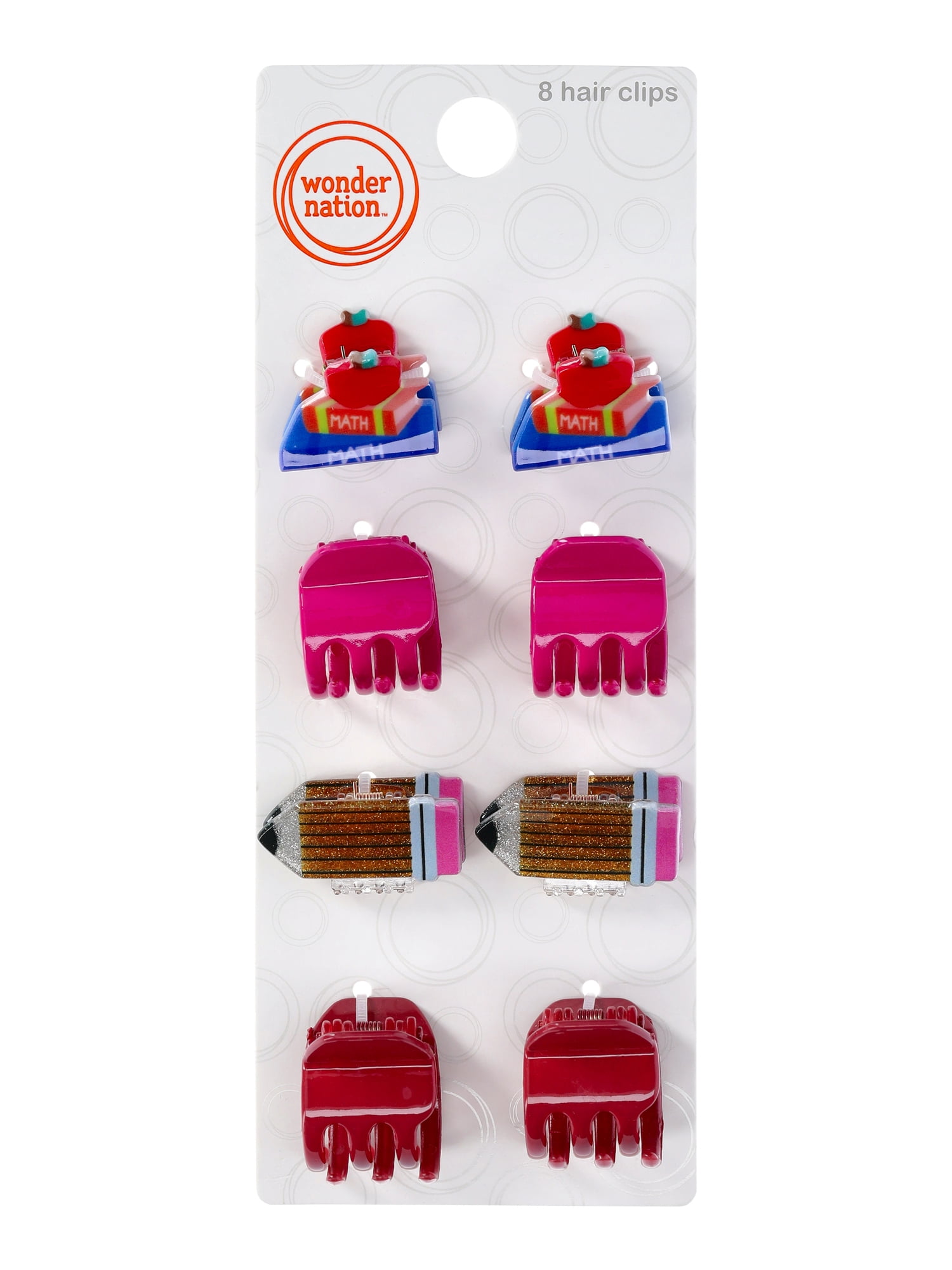 Wonder Nation Girls' Mini Hair Claw Clips, 8-Piece, Multi