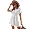 thumbnail image 1 of Vestido Informal de Verano para Mujer, Liso, con Escote en V, Volantes, Corta, Holgado, , Talla XL, 1 of 8