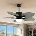 thumbnail image 2 of Dextrus 44" Palm Leaf Ceiling Fan with Lights and Remote – Tropical Reversible Quiet DC Motor, 3-Color LED, Timer & Memory, Indoor/Outdoor for Living Room, Bedroom, 2 of 11