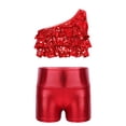 thumbnail image 1 of renvena Kids Girls Hip Hop Clothes 2-Piece Shiny Tank Top Metallic Shorts Dancing Performance Red 10, 1 of 7