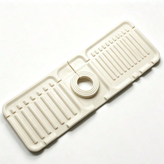SMLT Silicone Sink Splash Guard, Trimmable Drain Mat for Kitchen Bathroom Faucet, Non-Slip Drip Tray Soap Pad, Waterproof Countertop Protector