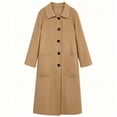 thumbnail image 5 of Women's Casual Elegant Solid Color Double Sided Coat Long Sleeve Winter Outerwear Dressy Jacket Soft Cozy Warm Work Office | CSEONE,Coffee XL, 5 of 8