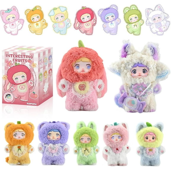 Nommi Blind Box V3 Interesting Fruits Series, Nommi Plush Doll Box Blind Box Plush Stuffed Mystery Collectible Nommi Toy Bag Charm Pendant Birthday Gift for Girls, Random 1PC