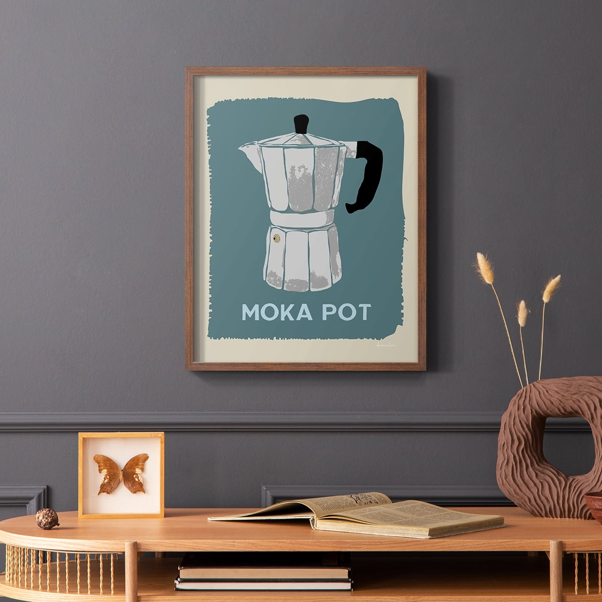 Modern Coffee II in Brown Solid Wood 11 x 14 Framed Print