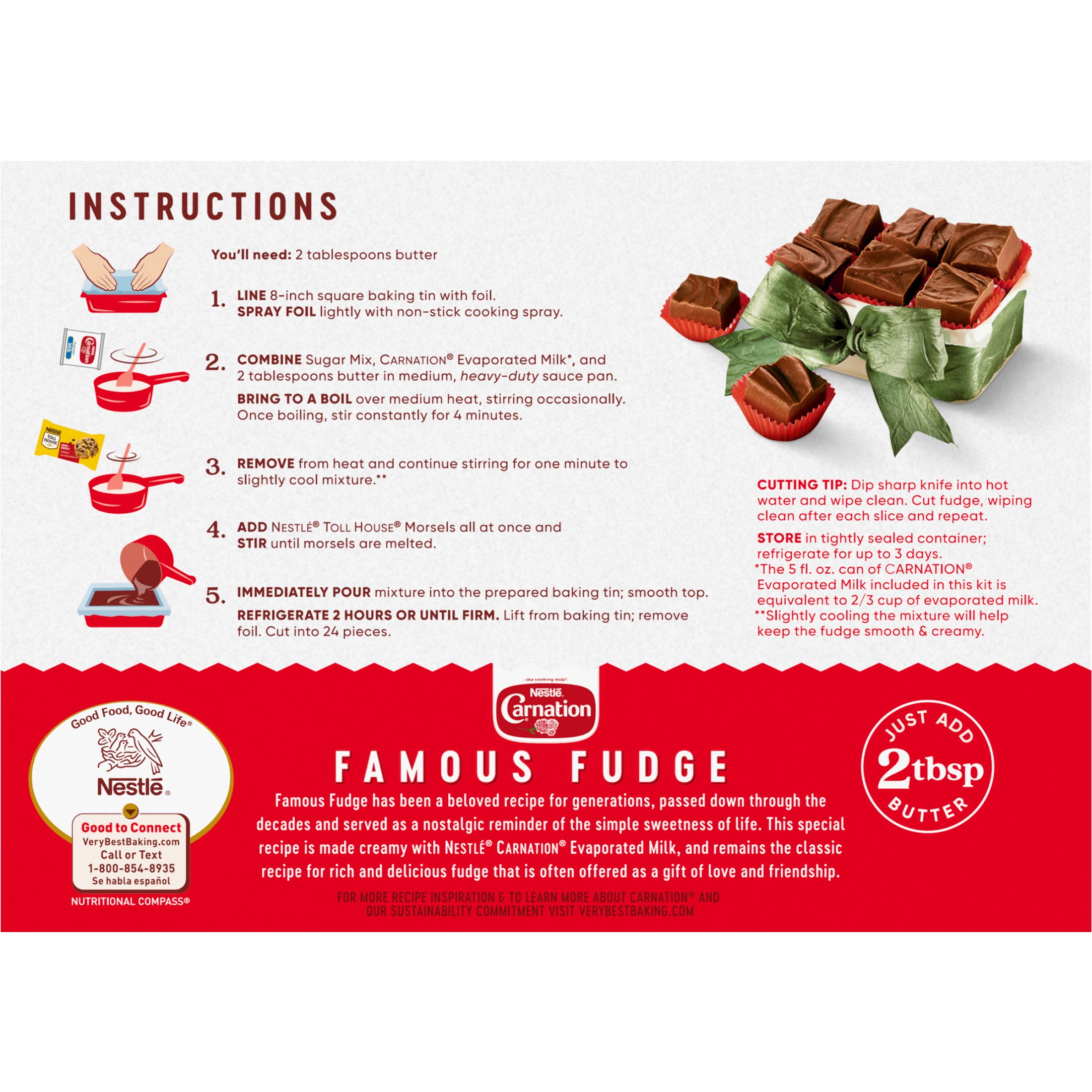 CARNATION Famous Fudge Kit Without Marshmellows Baking Mix Powders, 27.75 oz Box