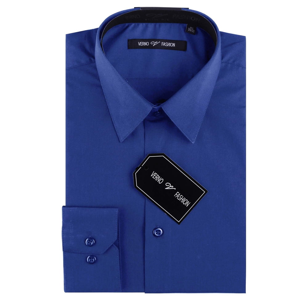 Verno Men’s Royal Blue Slim Fit Long Sleeves Dress Shirt Walmart