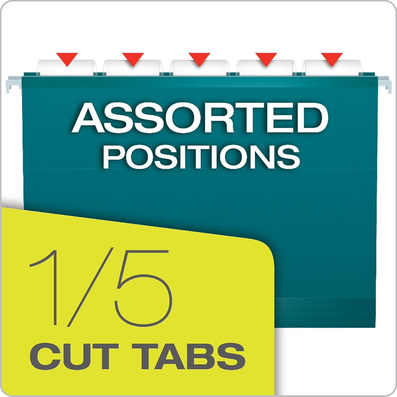 Pendaflex Reinforced Hanging Folders 1/5 Tab Letter Teal 25/Box 415215TEA
