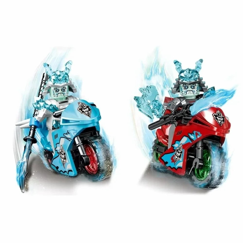 8 Pcs Ninja  Anime Series Minifigures Toy Set, Ninja Ice Motorcycle Character Action Figures Building Block, Gifts for Boys Girls and Fans
