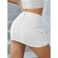 thumbnail image 7 of Douhoow Women Low Waist Cargo Skirts Vintage Mini Skirt Summer Slim Fit Solid Color Skirt with Pockets, 7 of 7