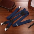 thumbnail image 5 of Buyless Fashion Heavy Duty Textured Suspenders for Men - 48" Adjustable Straps 1 1/2" - Y Shape - 5148-Navy, 5 of 7