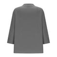 thumbnail image 5 of Lenpel Blouses for Women Dressy Casual V Neck Quarter Button 3/4 Length Sleeve Tops Trendy Spring Summer Clothes, 5 of 6