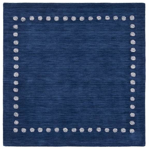 SAFAVIEH Kids Dotted Border Area Rug, Navy, 7' x 7' Square