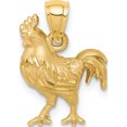 thumbnail image 1 of 14K Yellow Gold Satin D/C Rooster Pendant Made In United States d4592, 1 of 5