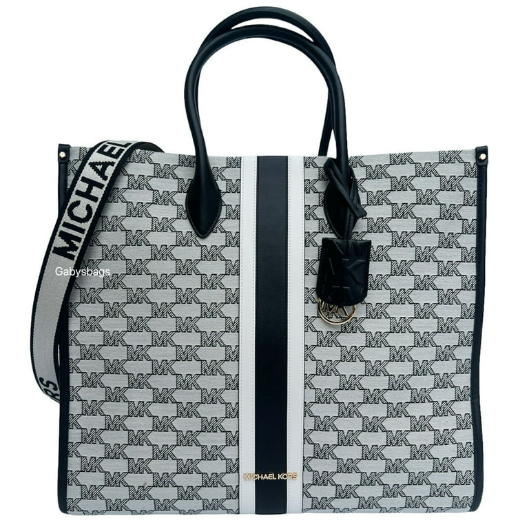 Michael Kors Bags | Michael Kors Mirella Large Striped Logo Jacquard Tote Bag | Color: Black | Size: Os | Kristinlight's Closet