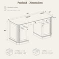thumbnail image 2 of 59" Classic Executive Desk with Storage,  Executive Desk with Charging Station, Keyboard Tray, 3 Drawers & 2 Cabinet Storage & 2 Pedestals, Easy Assembly, Black, 2 of 9
