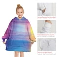 thumbnail image 6 of Colorful Watercolor Stripe Pattern Blanket Hoodies for Kids 6-13YR Oversize Wearable Blanket Hoodies for Boys Girls Teens, 6 of 7