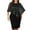 Black, variant on Womens Dresses Summer Plus Size 3/4 Short Sleeve Crew Neck Irregular Dress Casual Ruffle Hem Midi Bodycon Party Wedding Guest Dresses Black L