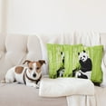 thumbnail image 4 of Ambesonne Animal Throw Pillow Cover 2 Pack, Panda in Wild Exotic Forest, 20", White Black Lime, 4 of 5