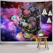 JOOCAR Astronaut Tapestries Wall Tapestry Bohemian Hippie Tapestry Fantasy Space Tapestry Wall Hanging Trippy Galaxy Planet Wall Art For Dorm Decorations 71"x59"