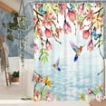 thumbnail image 2 of MIZHONA Spring Floral and Birds Shower Curtain Hummingbird with Flower Fabric Waterproof Bathroom Curtain 72"W x 72"L, 2 of 8