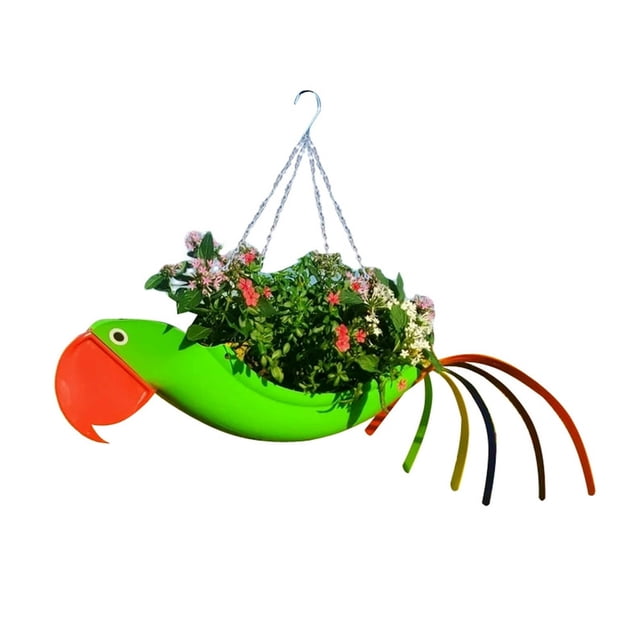 Hanging Flower Pot Creative Flamingo Parrot Appearance Metal Chain Hanging Decoration